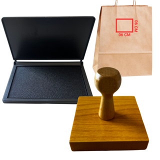 Carimbo Personalizado de Madeira 06X06 + Almofada (kit) em Oferta na Shopee