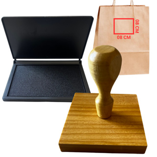 Carimbo Personalizado de Madeira 08X08 + Almofada (kit) em Oferta na Shopee