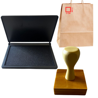 Carimbo Personalizado de Madeira 03X03 + Almofada (kit) em Oferta na Shopee