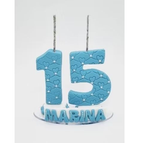 Vela 15 anos biscuit/ Vela debutante/ Vela para festa adulta/ Topo de bolo 15 anos