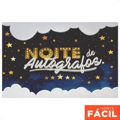 Painel Retangular Noite De Autógrafos Horizontal Sublimado 3D Em Tecido