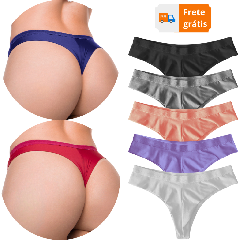 Kit 4 calcinhas fio dental fio duplo levanta bumbum sensual confortável elástico na cintura COM EFEITO SEGURA BARRIGA
