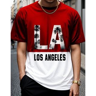 T-Shirt Masculina Los Angeles Camisa Manfinity Street Wear 100% Algodão Puro em Oferta na Shopee
