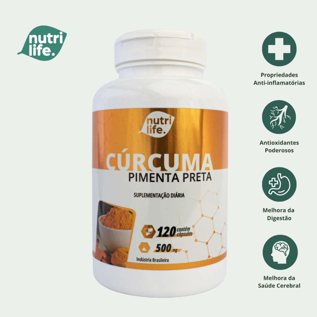 1UN Cúrcuma Pimenta Preta 120 cápsulas 500 mg.