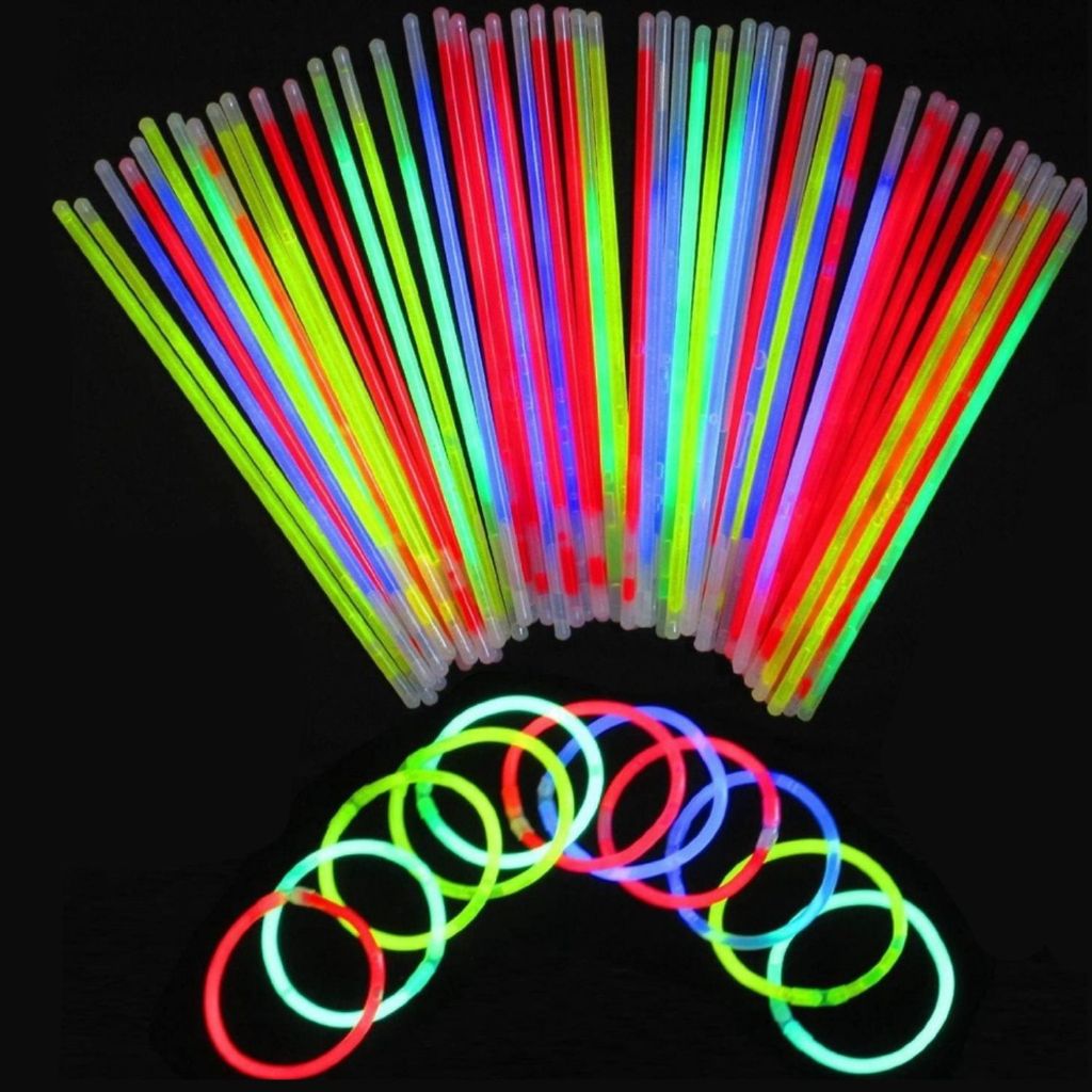 Kit com 100 Pulseiras Neon Alto Brilho Fluorescente Tubo Diversas Cores Brilha no Escuro em Oferta na Shopee