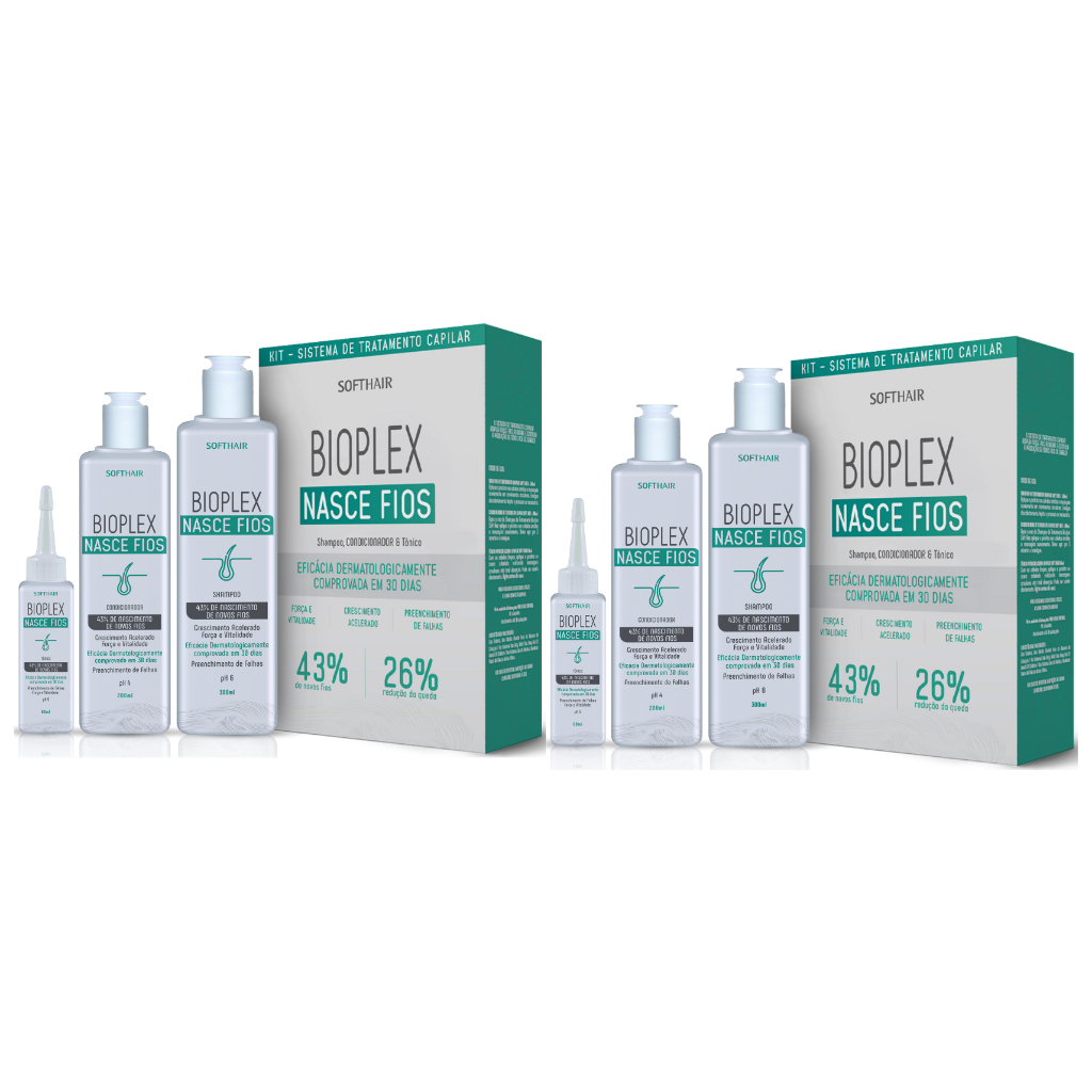 Kit Bioplex Nasce Fios - Shampoo, Condicionador e Tônico capilar 2 Unidades