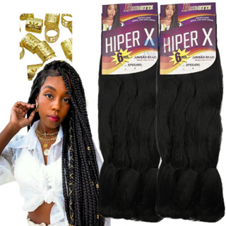 Kit 2 Jumbo jumbão Hiper X 400 gramas Tranças Box Braid + Anéis em Oferta na Shopee