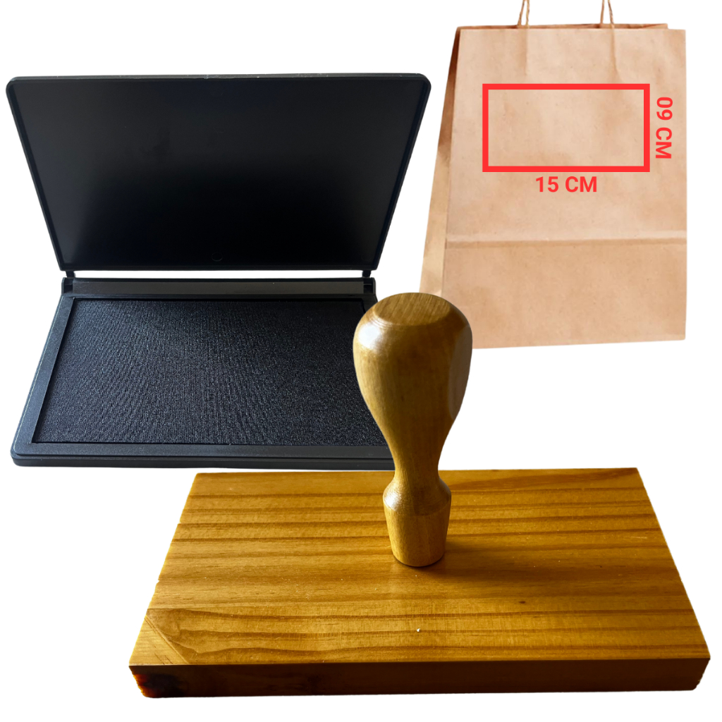 Carimbo Personalizado de Madeira 15X09 + Almofada (kit) em Oferta na Shopee