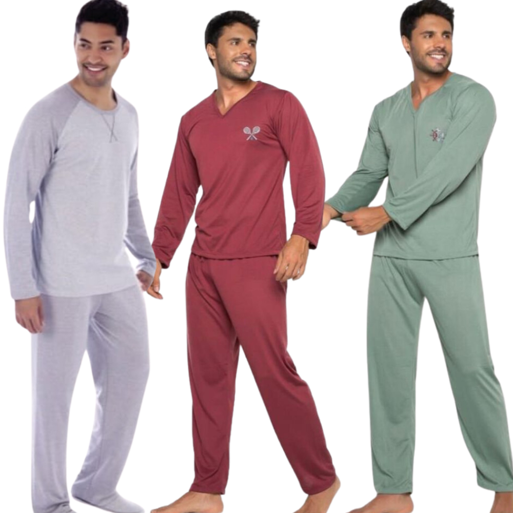 Pijama Masculino Adulto  Longo Inverno Básico/ Pijama Masculino Longo Adulto Super Herói/ Pijama Masculino Curto Liso