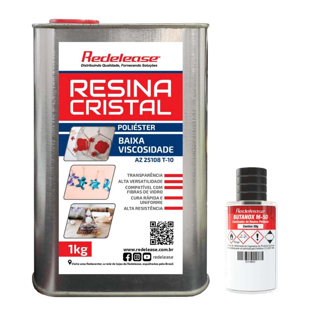 Resina Cristal de Baixa Viscosidade Com Catalisador 1,030 Kg em Oferta na Shopee