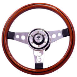 Volante Clássico Revival Racing Madeira Logo Prata Chevette F1000 Fusca Brasília Fiat 147 A10