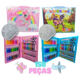 KIT Maleta De Pintura Infantil Estojo Para Colorir Voltas Aulas Canetinhas Lapis Tinta, Diversão