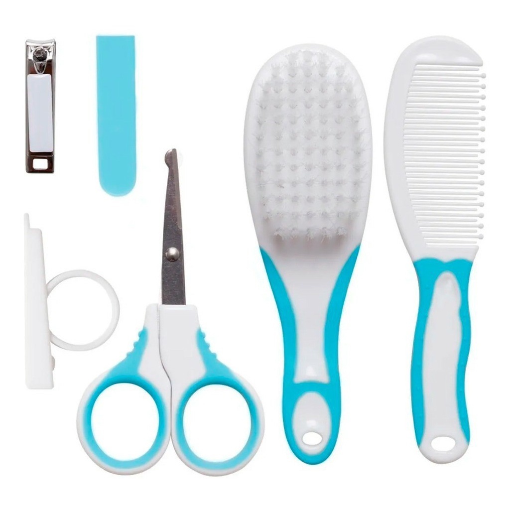 Kit Cuidados Com O Bebê 6 Peças Rosa e azul Higiene Recém Nascidos