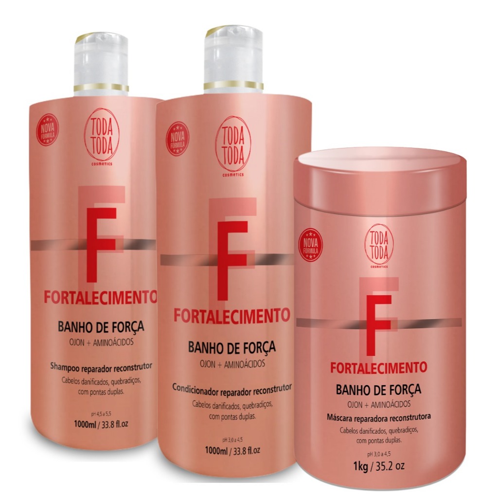 Kit Banho de Força 1 Litro Todatoda Dona Linda Fortalecimento Capilar para Cabelos Danificados em Oferta na Shopee