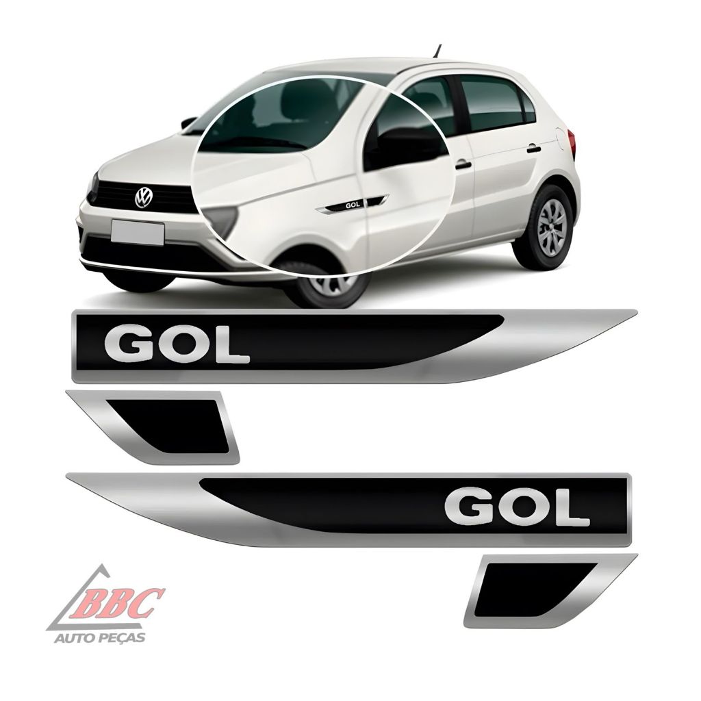 Par Emblema Lateral Resinado Aplique Adesivo Paralama Porta VW GOL TODOS