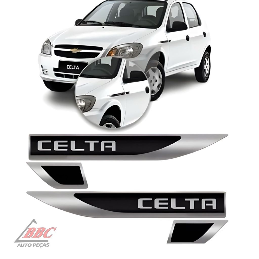 Par Emblema Lateral Resinado Aplique Adesivo Paralama Porta CELTA TODOS em Oferta na Shopee