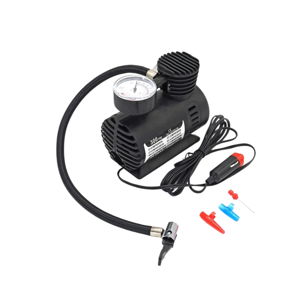 Mini Compressor De Ar Veicular Elétrico Portátil 12V Com Manômetro 250PSI Para Pneu Carro Moto Bike Bola