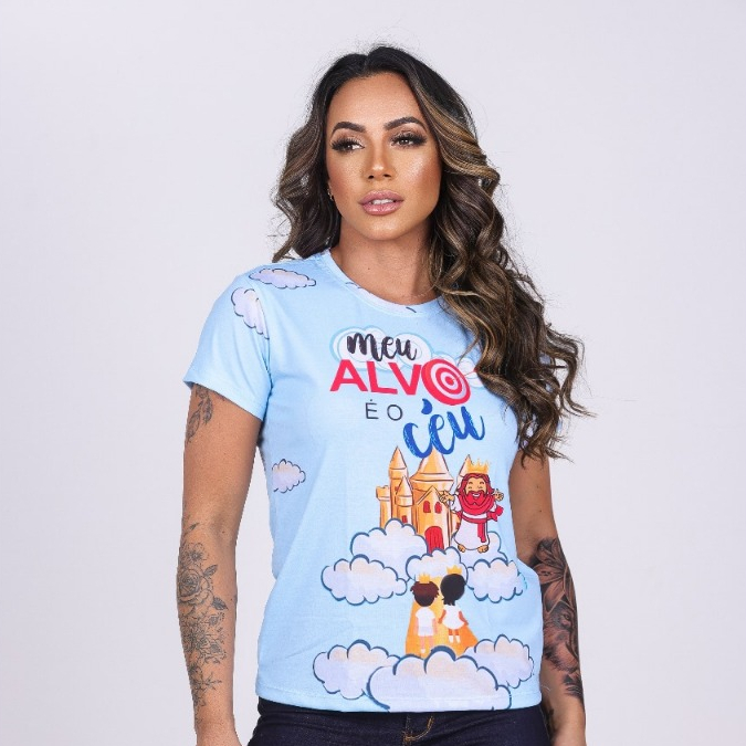 Tshirt Blusa Camiseta feminina premium  Ministério Infantil Meu alvo é o céu em Oferta na Shopee