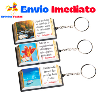 Kit 100- Chaveiro-Mini Biblia-Lembracinhas-Todos Os Versiculos Novo em Oferta na Shopee