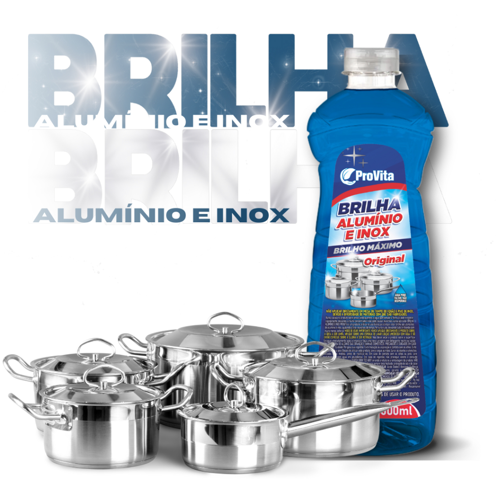 Brilha Alumínio e Inox Provita Limpa Alumínio e Inox - Brilho Intenso Remove Crostas e Manchas Difíceis em Oferta na Shopee