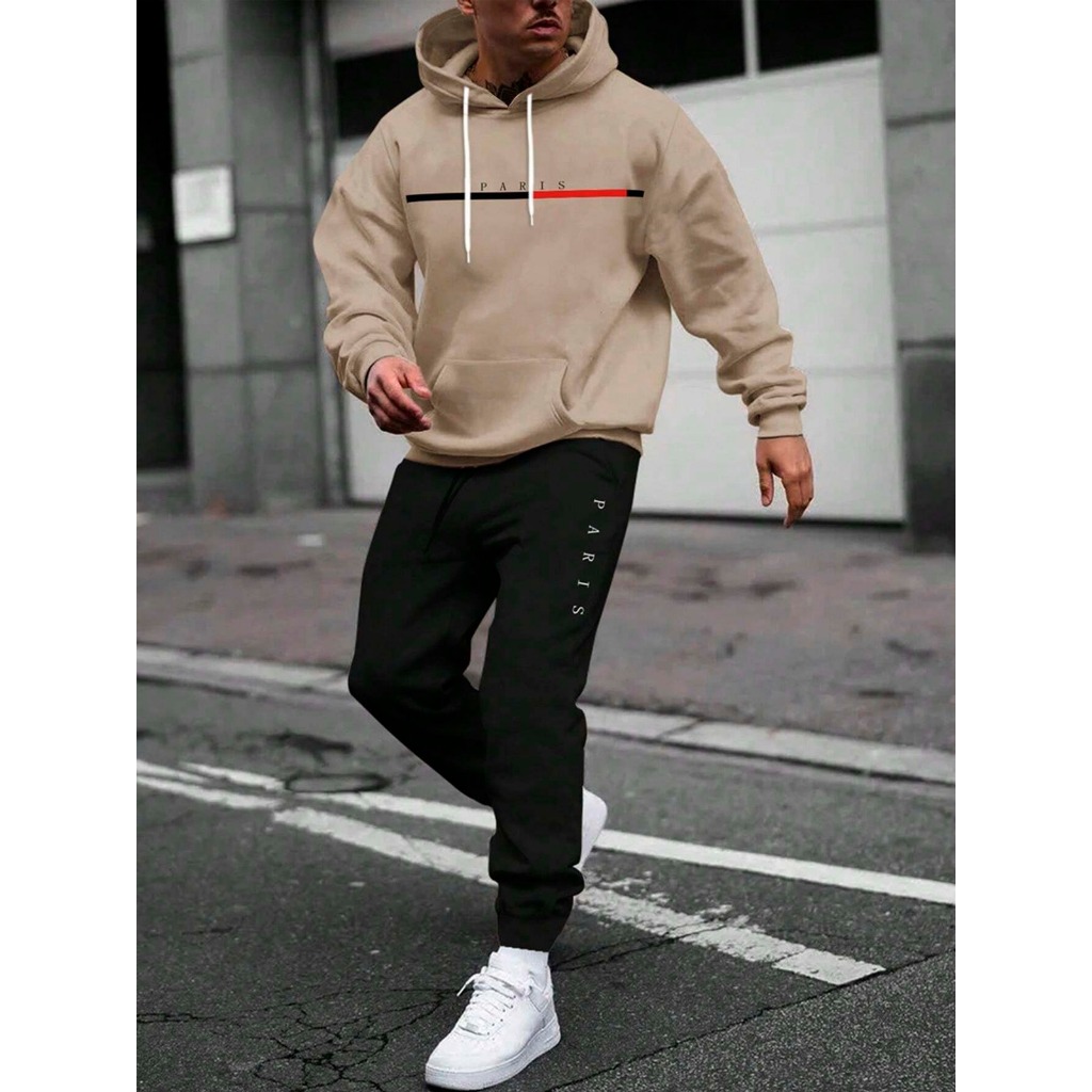 Conjunto Blusa de Frio Casaco Esporte Canguru Paris Com Bolso Capuz + Calça Paris Moletom Unissex em Oferta na Shopee