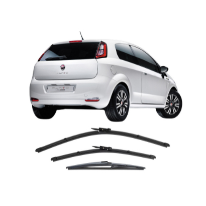 KIT 3 Palhetas Limpador De Parabrisa Dianteiro + Traseiro Punto 2008 - 2017