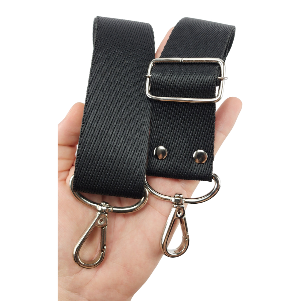 Alça Chic PRETA 4cm para bolsa transversal regulável e com mosquetões Alumínio nas pontas — imagem 2 de 2