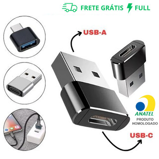 ADAPTADOR TIPO C (FÊMEA) PARA USB-A 2.0 (MACHO) / CARREGAMENTO E TRANSMISSÃO DE CARGA A-6…