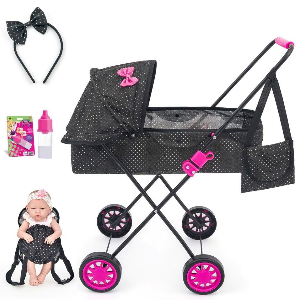 Carrinho de Boneca Infantil Milan Alive Reborn Luxo com Canguru para boneca