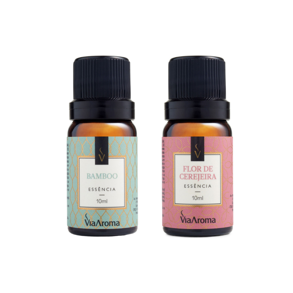 Kit 2 Essências Via Aroma De Aromatizador Aromaterapia 10ml Bamboo + Flor Cerejeira
