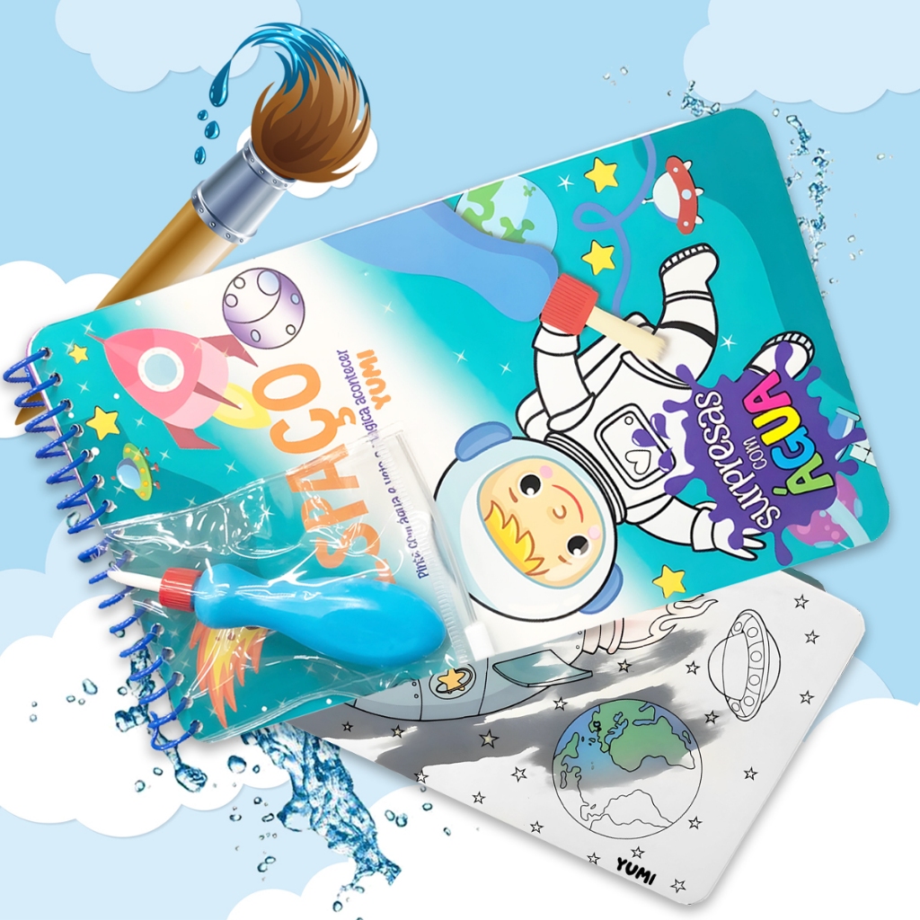 Livro Infantil De Colorir Espaço: Pinte Com Água E Veja A Mágica Acontecer -Com Espiral