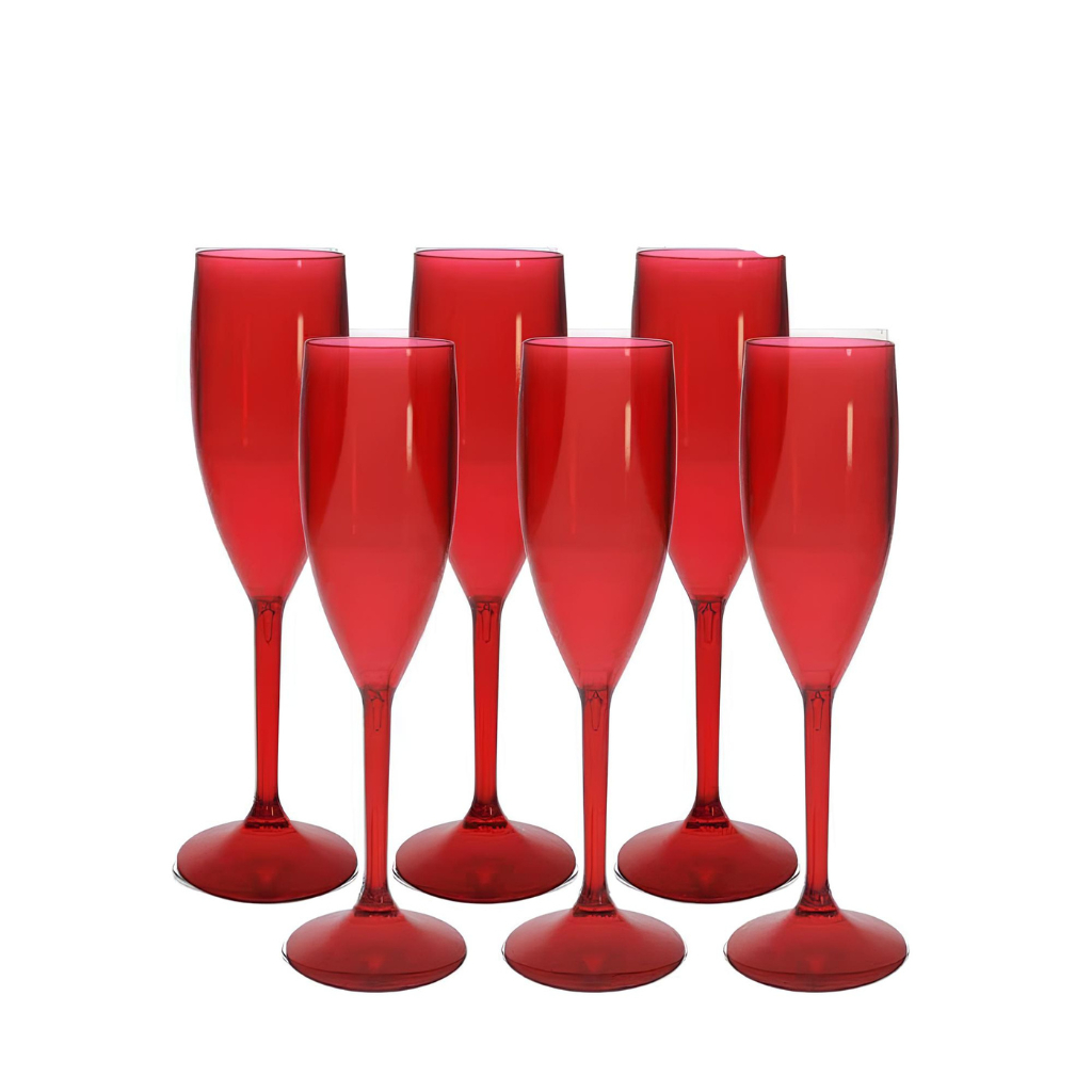 Taça Champanhe Acrílico Vermelha - 01 Unidade - Rizzo Festas - Home & Living