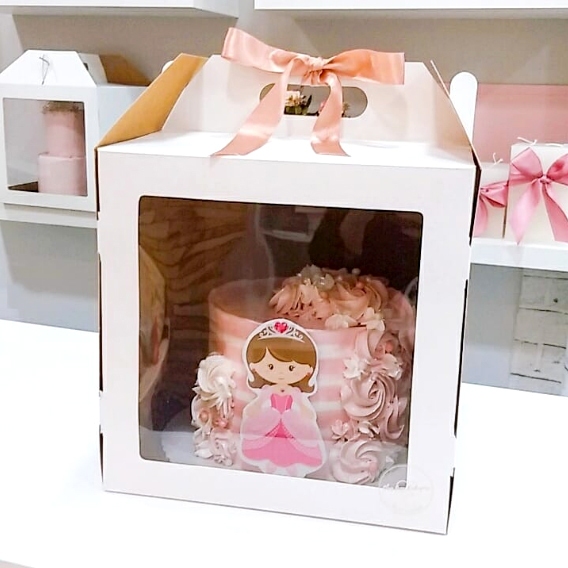1 Caixa Para Bolo Alto Visor Confeitaria Cakebox 22x22x22cm