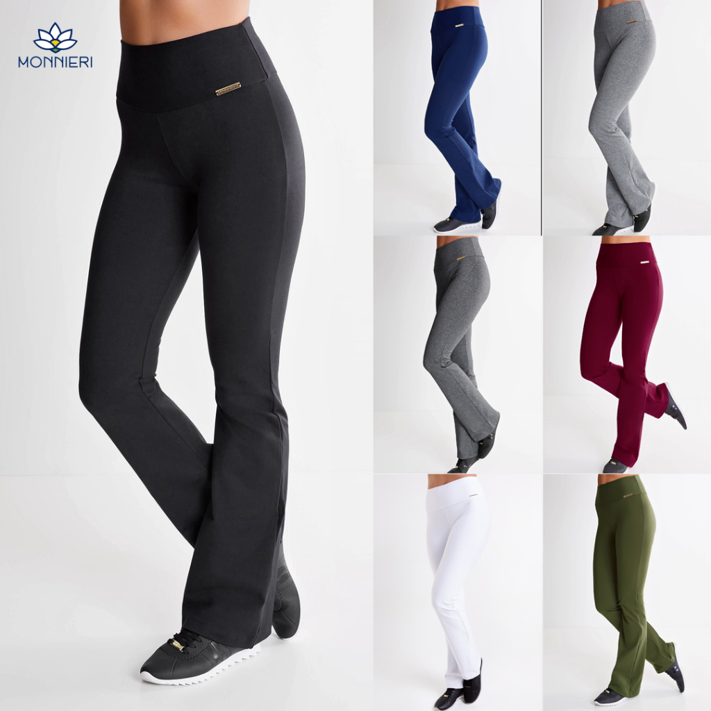 Calça Legging Bailarina Flare Boca de Sino Suplex Moda Fitness Não Transparente Cintura Alta Plus Size Academia Dia a D