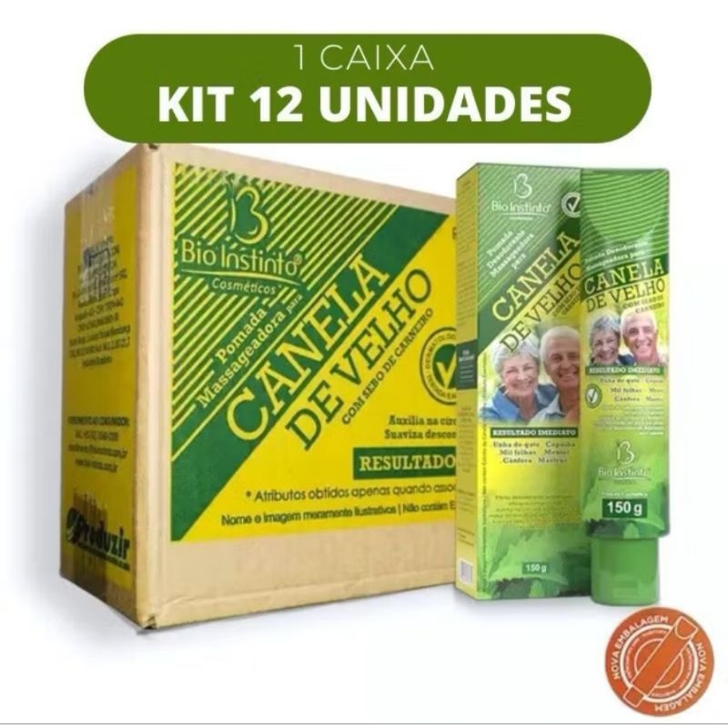 12 Und Pomada Massageadora Canela de velho Bio Instinto 150 gr em Oferta na Shopee