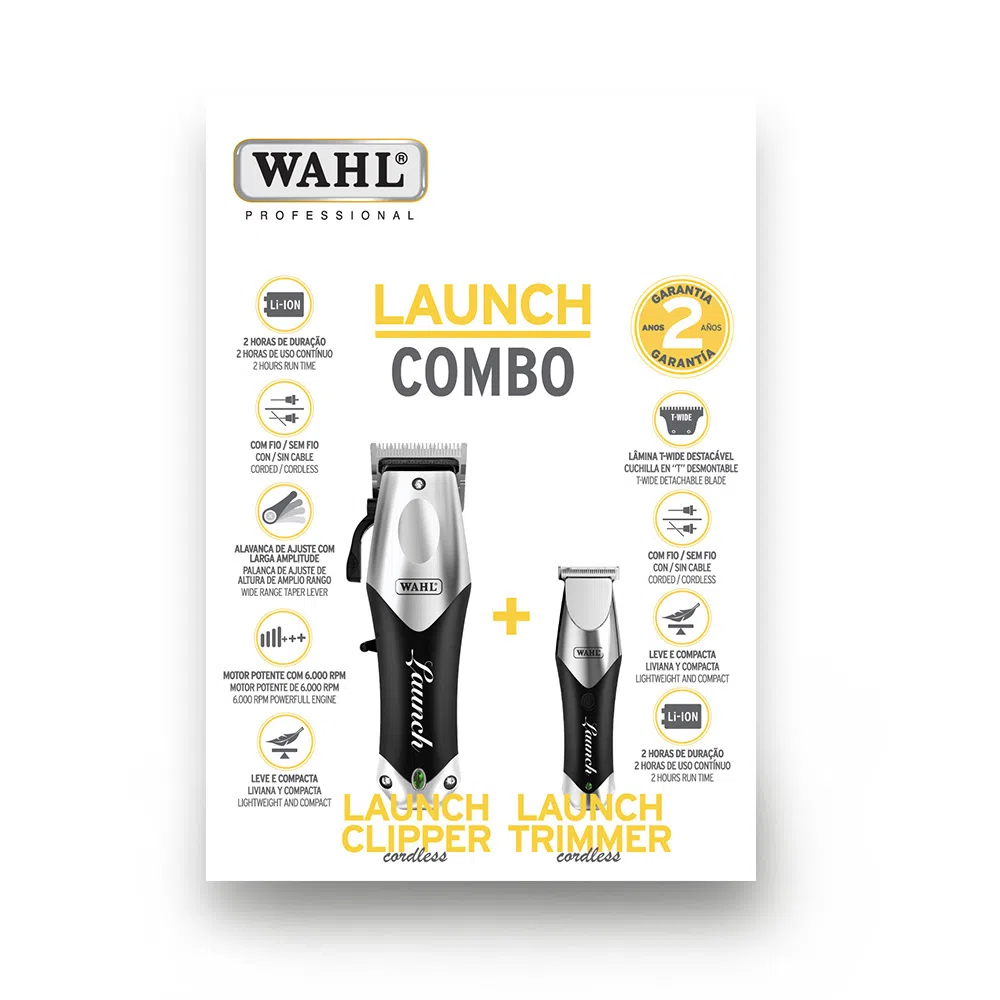 Combo Wahl Launch Maquina Corte + Maquina Acabamento Sem Fio