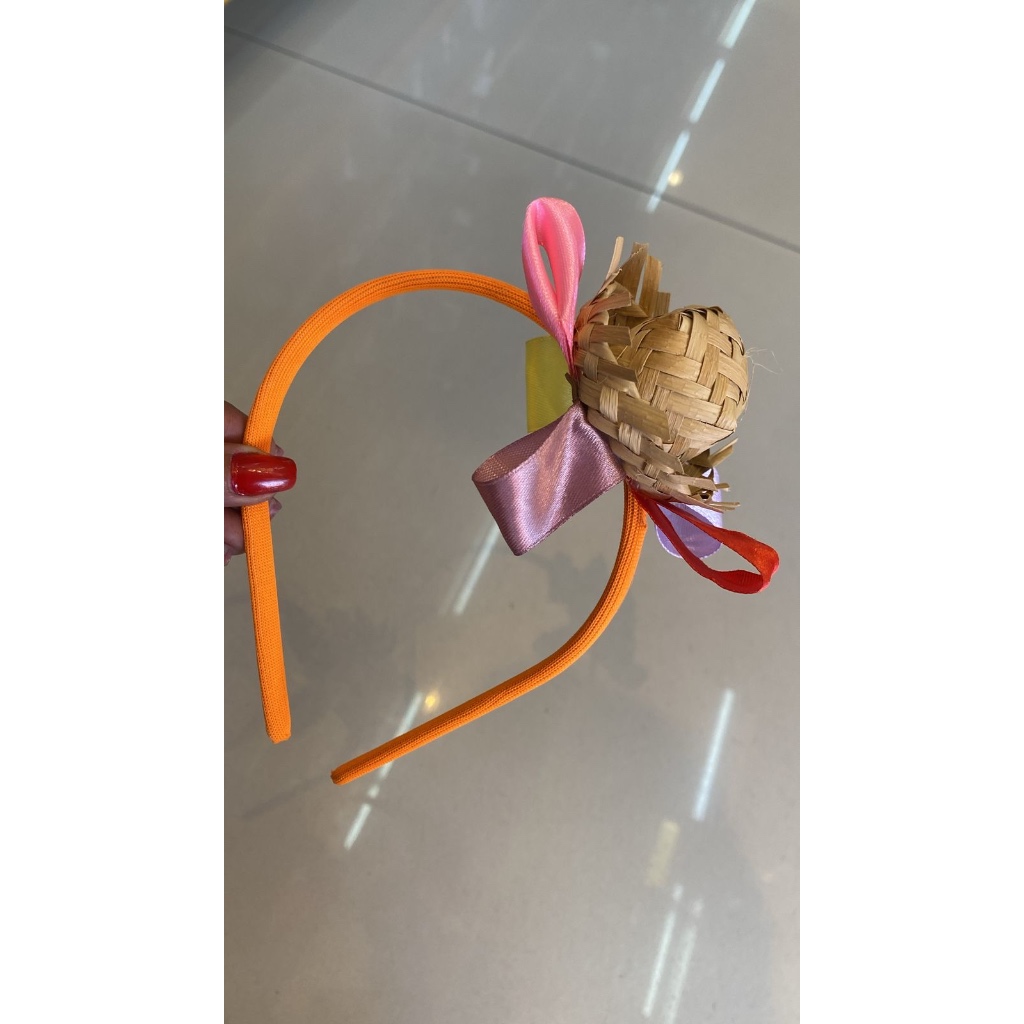 Arco junino chapéu de palha | Acessório festa junina | Tiara junina | Chapeuzinho de palha