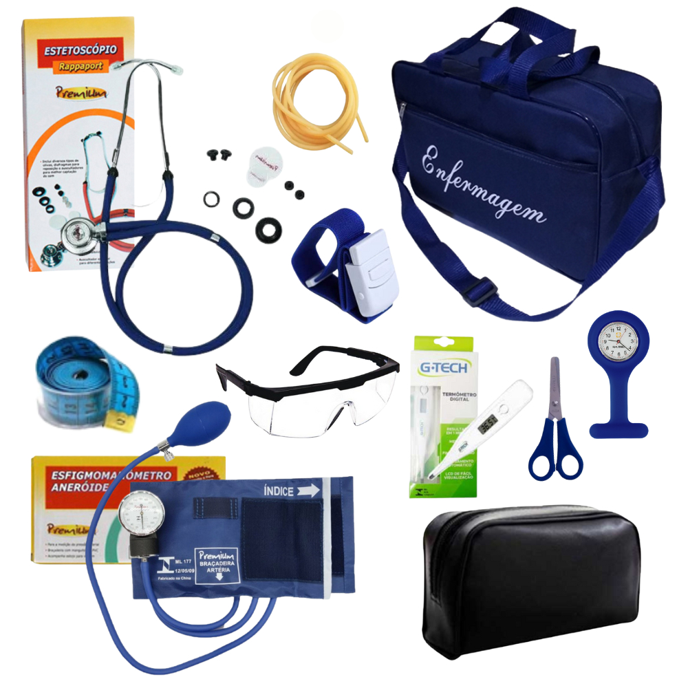 Kit da Enfermagem Completo Com 10 Itens Esteto Esfigmo Premium