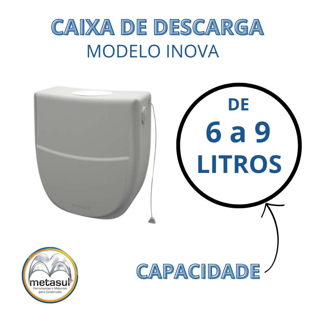 caixa de descarga branca parede banheiro plástica universal suspensa 9L vaso sanitário INOVA