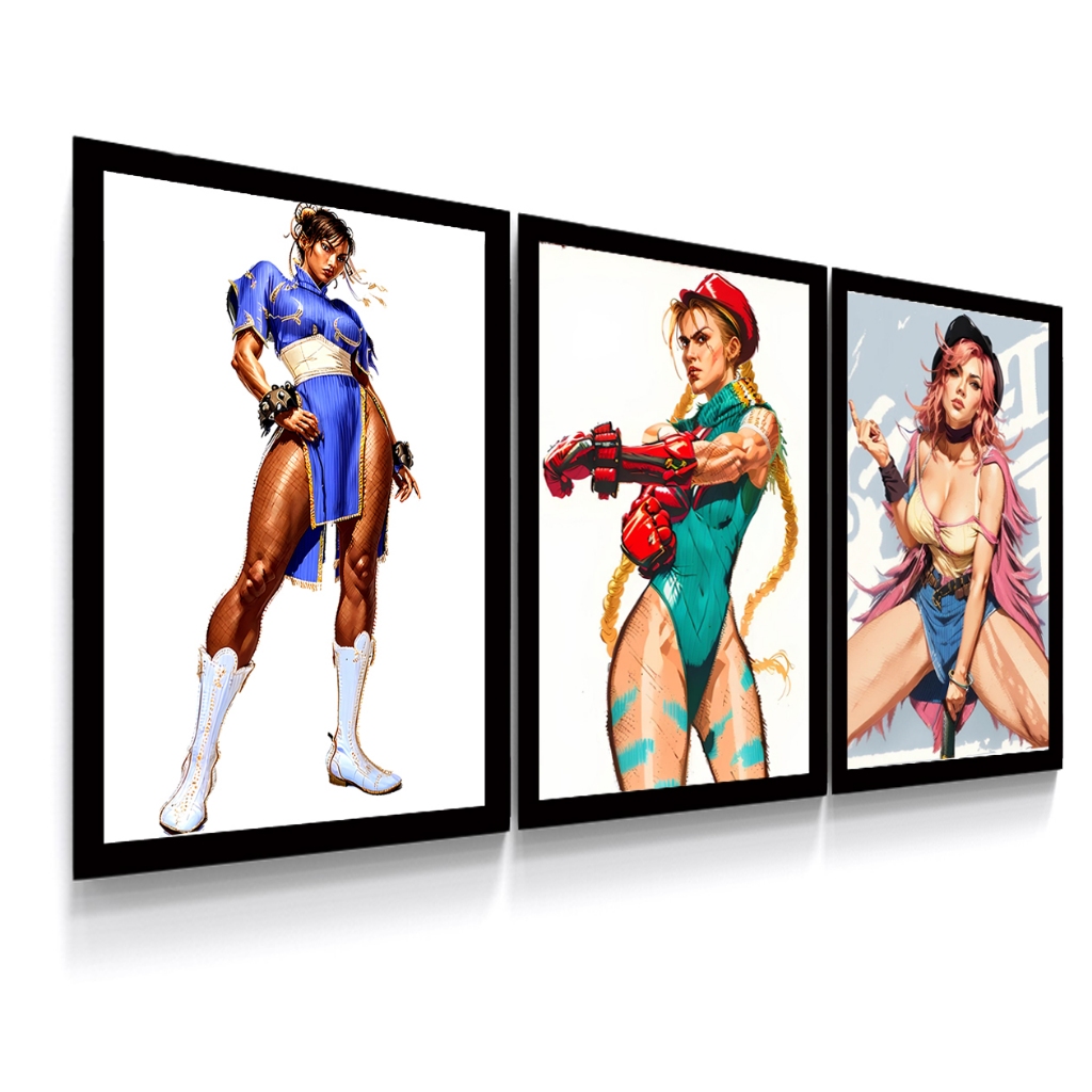 Quadro Decorativo Poster Chun-li Cammy Poison Street Fighter 42 x 90 cm