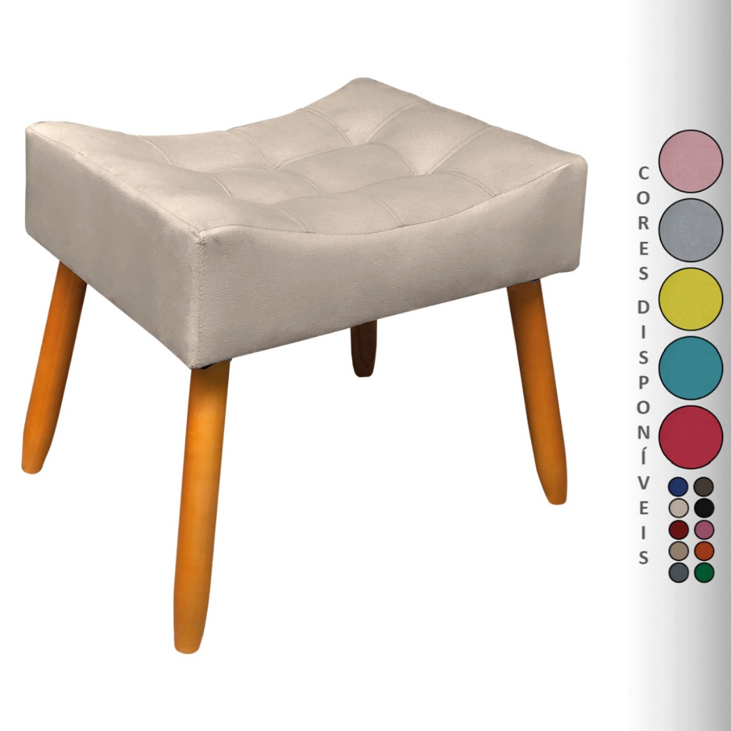 Puff Requinte Retangular Pés Palito Suede Aninha Decor