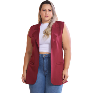 Max Colete Plus Size Feminino Longo Aberto De Neoprene Inverno e Outono em Oferta na Shopee