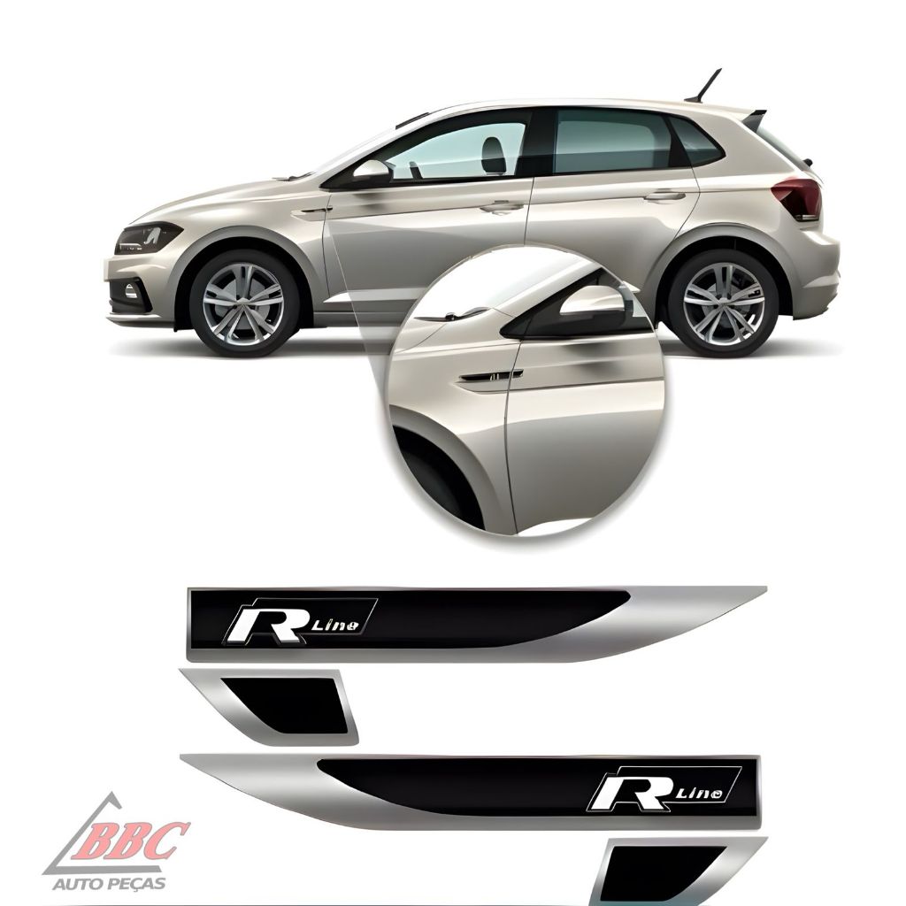 Par Emblema Lateral Resinado Aplique Adesivo Paralama Porta VW R line em Oferta na Shopee