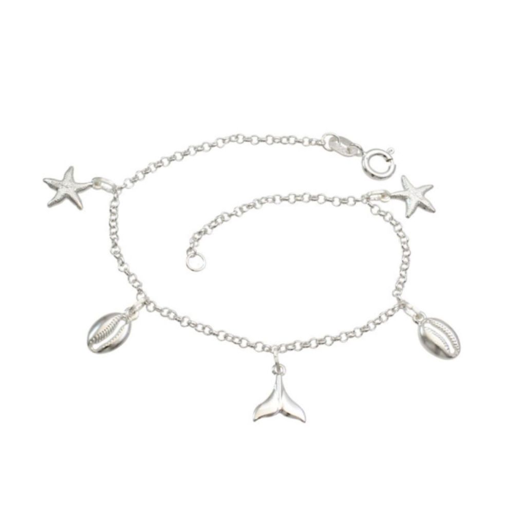 Pulseira Feminina de Prata 925 Elementos do Mar em Oferta na Shopee
