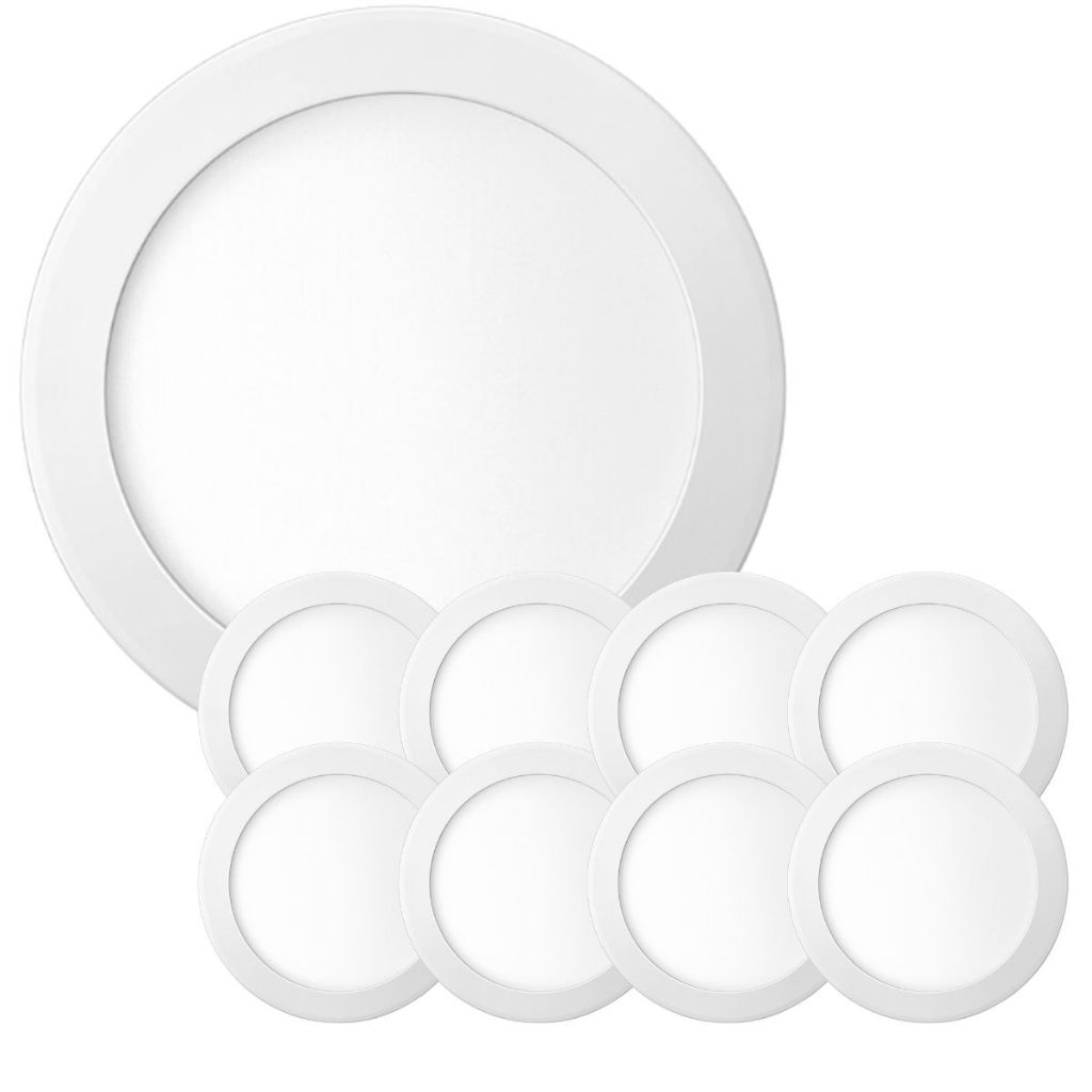 Kit 9 Luminária Painel Plafon Embutir Redondo Led 18w Bivolt ELGIN em Oferta na Shopee