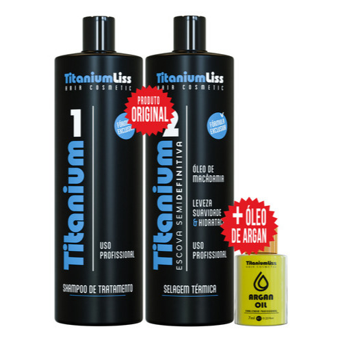 Progressiva Semi Definitiva Selagem Titanium Liss 2X300Ml + Argan em Oferta na Shopee