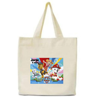 Kit 10 Sacolas Ecobag Algodão 30x30 Transfer 14x20 Personalizada Patrulha Canina p/ Festas Infantis em Oferta na Shopee