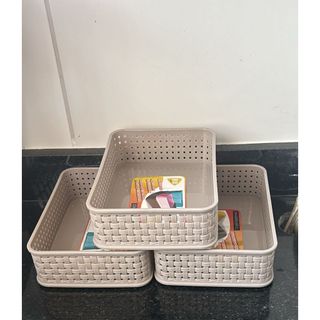 Organizadores kit com 3 Modular Rattan Tendência 20 cm x 15 cm x 6 cm