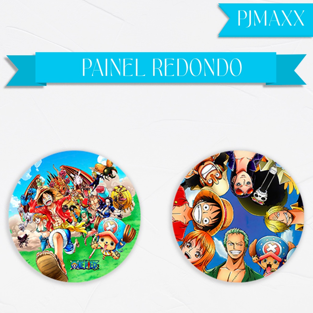 Capa Pra Painel Redondo Tema One Piece Piratas Zoro Nami Chopper Decoração Anime Malha Helanca