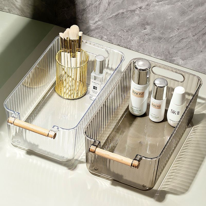 cesto com alça de bambu grande de plastico organizadora  multiuso em Oferta na Shopee